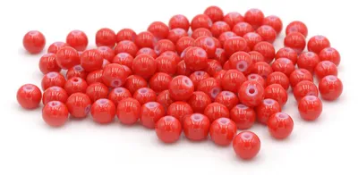 Produktbild von Vintageparts Glasperlen rot glasiert rund 6,3 mm für Halsketten und Armbänder, 100 Stück