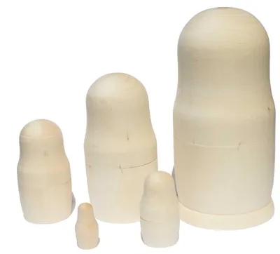Produktbild von Matrjoschka Matroschka unbemalt Babuschka Rohling  zum selbstbemalen Holz 5 Figuren 16cm hoch