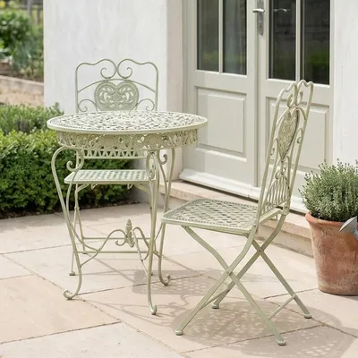 Produktbild von Gartenmöbelset aus Eisen, antik-weiß patiniert, 3-teilig