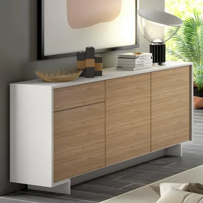 Immagine prodotto di Dmora Credenza Aronne 42x170x78h cm Bianco, un Cassetto 4 Vani Italy