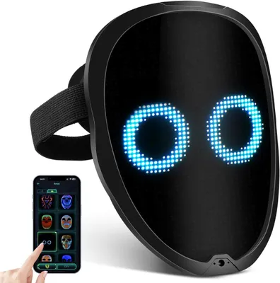 Productafbeelding van LED-lichtmasker - Oplaadbaar LED-masker met gebarenherkenning - LED-lichtmasker met verschillende afbeeldingen - Cosplay