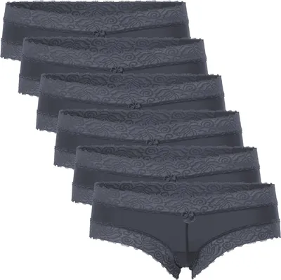 Produktbild von Celodoro Damen Hipster Panty mit Spitze (6er Pack) - Anthrazit XL (48-50)
