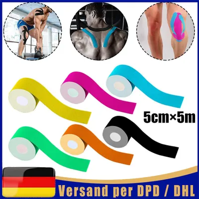 Produktbild von 6/12 Rollen elastisches Kinesiologie-Tape Sport Kinesiologie Physiotape Tapes 5 cm * 5 m