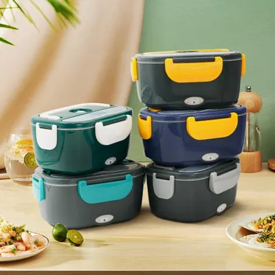 Zdjęcie produktu dla INF Elektryczny Lunch Box z torbą Oxford i widelcem ze stali nierdzewnej i łyżką Szary