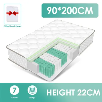 Immagine prodotto di Materasso - Materasso a molle insacchettate - Materasso matrimoniale - Materasso in schiuma fredda - Materasso a 7 zone - 140x200 cm