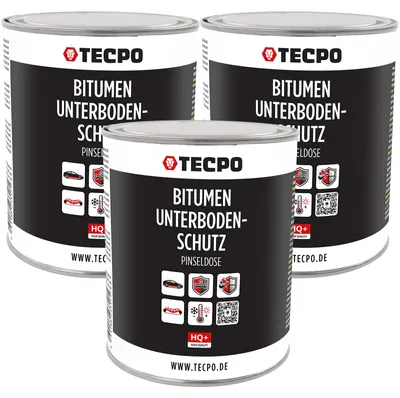Produktbild von TECPO Unterbodenschutz Bitumen Schwarz, 1 Liter Streichlack Schutz vor Korrosion, Rost, Salz, Steinschlag Unterboden Auto Kfz Langzeit