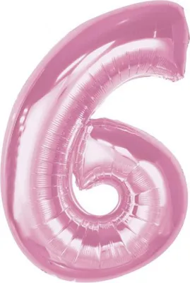 Obrázok produktu pre Číslo Svetloružový Ružový balón s číslom 6 z fólie, 92 cm