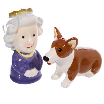 Produktbild von Salz- & Pfefferstreuer Set Queen und Corgi