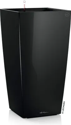 Produktbild von LECHUZA-Pflanzgefäß CUBICO Premium 50 Schwarz Hochglanz | Pflanzgefäß mit Bewässerungssystem | Hochglanz-Oberfläche | 50 x 50 x 95 cm | 18166
