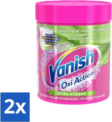 Produktbild von Vanish Oxi Action – Extra Hygiene – Fleckenentfernerpulver – Ohne Bleichmittel – Für Buntwäsche – 470 Gramm - Vorteilspack - 2 Stücke