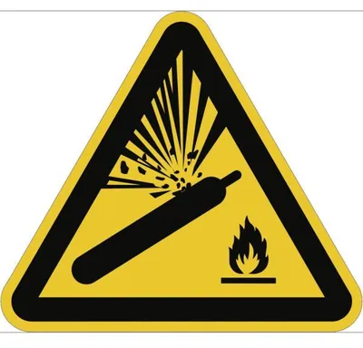 Produktbild von Dreifke® Schild Warnung vor Gasflaschen ISO 7010, Alu, 200 mm SL
