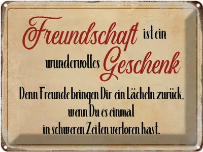 Produktbild von vianmo Blechschild 30x40 cm Freundschaft ist ein Spruch Zitat