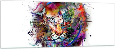 Produktbild von Bilder auf glas - Abstraktion Tiger Skizze Dschungel - 140x50cm - Glasbilder - Wandbilder - Kunstdruck - Wanddekoration aus Glas - Glas Bilder - Wandbild auf Glas - GAB140x50-2830