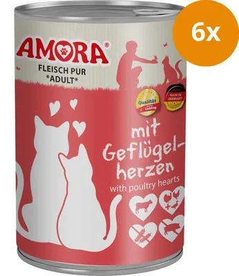 Image de Amora Cat Viande pure avec cœurs de volaille - 400g