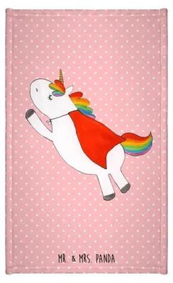 Produktbild von Mr. & Mrs. Panda handtuch gäste wc Einhorn Super - Rot Pastell - Geschenk, Einhörner, Traummann, Baumwollhandtuch, Frotteehandtuch, Gästetuch, Held, Freundin, Klein