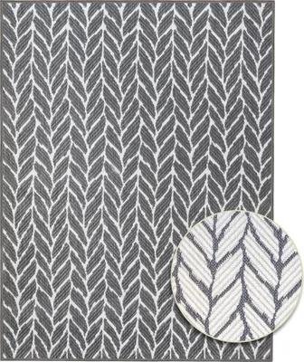 Produktbild von Primaflor Indoor- & Outdoorteppich REVERSO Knitted Grau 160x220cm - Wetterfester Wendeteppich - Flachgewebte Lounge Teppich für Balkon & Terrasse