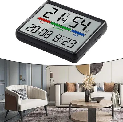 Produktbild von LCD-Timer mit Temperaturanzeige und Magnetdesign, für Kühlschrankhalterung und Wandhalterung, schwarz.