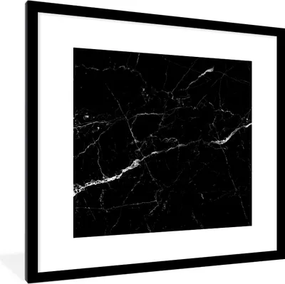 Produktbild von MuchoWow® Gerahmtes Poster Marmor - Schwarz - Marmoroptik - Weiß - Luxus - Stein 40x40 cm - Poster mit Schwarzem Bilderrahmen Wandposter Rahmen Foto Bilder - Poster - Plakat im Rahmen