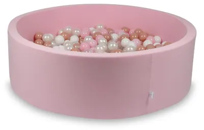 Image de Piscine sèche rose poudré 130x40 avec 700 boules : Transparent, Blanc, Nacré, Rose clair, Or rose