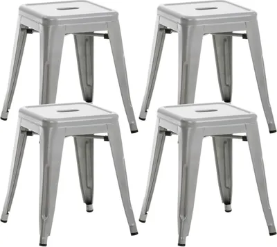 Produktbild von 4er Set Hocker HLO-CP82 silber