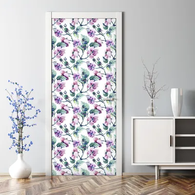 Produktbild von Dekorative Abnehmbarer Wandsticker Türtapete selbstklebend Klebefolie Brombeerblüten 77 x 200 cm