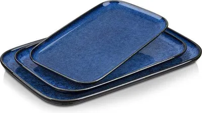 Produktbild von Blauer 3-teiliger Aardewerk-Tellersatz, vaatwasserbeständig