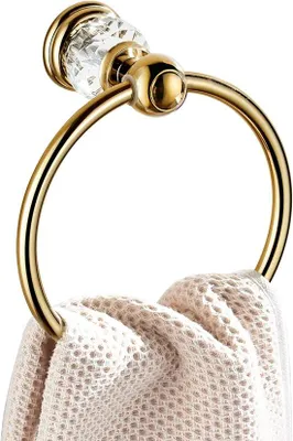 Produktbild von Kristallen Handtuchhalter, goldener Handtuchhalter für Bad, runder Handtuchhalter für Wandmontage