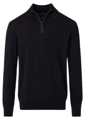 Produktbild von CASAMODA Herren Strick-Troyer Zipper Regular Baumwolle Schwarz 4XL