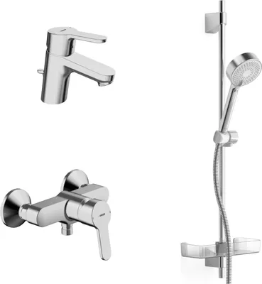 Produktbild von AXOR Citterio C Einhebel-Waschtischmischer 90 mit Coolstart für Handwaschbecken und Zugstangen-Ablaufgarnitur, Chrom, 49010000