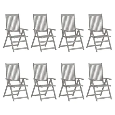Image de Chaises de jardin réglables avec coussins 8 pcs. Gris acacia