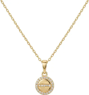 Produktbild von 375 Echtgold Halskette mit Zirkonia Kreisanhänger Damen