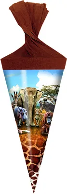 Produktbild von Motiv Deko Schultüte / Zuckertüte / Länge: 15cm / rund / "Safari"