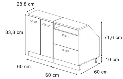 Produktbild von Dachschrägenschrank-Set Vicco Rion Weiß Landhaus 120 cm 2er Set Schrankkorpuss 60 cm Tiefe, Model 60481