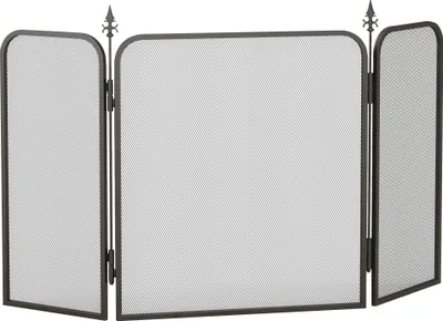 Produktbild von Klappbarer Funkenschutz für Kamine, Metall 96x56x1,3 cm Schwarz