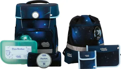 Produktbild von School-Mood Champion mit LED Patchy Schulranzen-Set 7-teilig Moritz dunkelblau