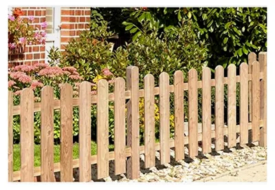 Produktbild von Lattenzaun Holzpaket Länge 180 cm Höhe 100 cm – Lärche natur Zaunlatten Typ A – Vorgartenzaun mit Riegeln und Schrauben