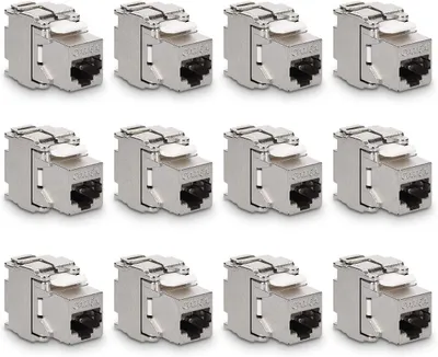 Produktbild von kwmobile 12x Keystone Modul CAT 6A - RJ45 10 Gbit/s werkzeugfreie Installation - geschirmtes Metallgehäuse - Snap-In Keystone Jack für Patchpanel -