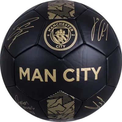 Obrázok produktu pre Manchester City FC - Futbalová lopta "Phantom" s podpismi RD2649 (5) (čierna/zlatá)