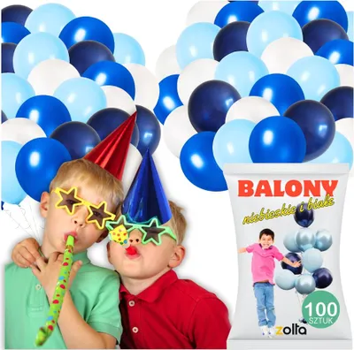 Immagine prodotto di Palloncini blu e bianchi per feste di compleanno, 30 cm, grandi, robusti, resistenti, 100 pezzi