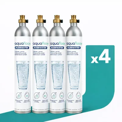 Produktbild von AquaFloow CO2 Zylinder 425g 4er Set – für Wassersprudler bis 60L kompatibel mit Soda Sprudlern