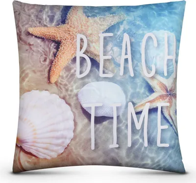 Obrázek produktu pro Venkovní polštářek ( 45 x 45 cm ) "Beach Time" dekorativní polštářek s fototiskem - zip - nečistoty vodoodpudivý zahradní - snímatelný potah polštářku