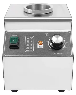 Produktbild von Elektrischer Soßenwärmer - Tischgerät Spender für Schokolade und Käse - 220V - Edelstahl - Mit Flasche - Silber