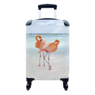 Produktbild von MuchoWow® Koffer Handgepäck Trolley Rollkoffer Kleine Reisekoffer mit 4 Rollen - Flamingo - Meer - Sommer - Cabin Size < 55x40x23 cm & 55x40x20 cm - Fotokoffer - Kabinenkoffer - Boardgepäck - Reise-Box - Reisekoffer - Reisegepäck - Koffer mit Bild - Trolley für Kinder
