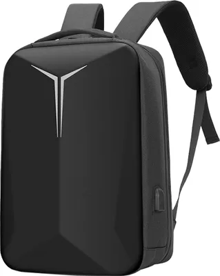 Image de sac à dos grande capacité pour ordinateur 15,6 pouces, sacoche rigide pour ordinateur professionnel avec bande réfléchissante, interface USB externe, noir