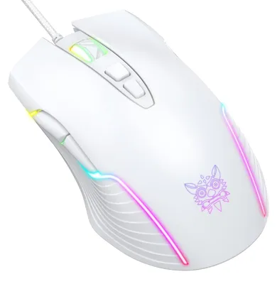 Immagine prodotto di INF Mouse cablato RGB 7 pulsanti ABS DPI 1200-7200 per gaming e ufficio Bianco