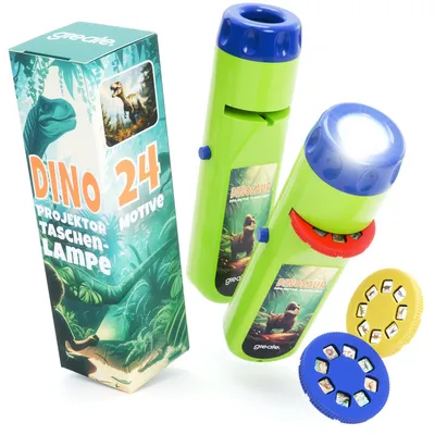 Produktbild von greate 2x Taschenlampe Dinosaurier Kinder - Dino Projektor Lampe mit 3 Scheiben & 24 Bilder