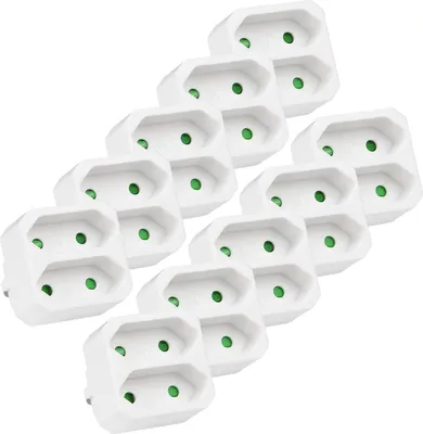Produktbild von Heitech 2-Wege-Steckdosenadapter - 10x Mehrfachsteckdosen ohne Schalter Maximallast 1100 W - Adapterstecker Mehrfachstecker