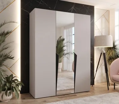 Obrázek produktu pro Elegantní skříň 150 cm SORAYA 2 se zrcadlem - kašmír / černé úchyty