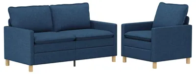Image de Ensemble de canapés vidaXL, 2 pièces, tissu bleu