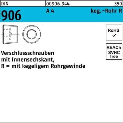 Produktbild von Reyher Verschlußschrauben DIN 906 A 4 R 1 A 4 (1 Stück)